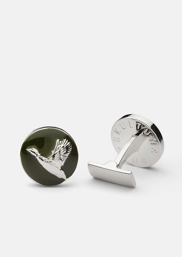 Hunter Cufflinks - Silver plated - Flying Duck — Skultuna 1