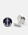 Cuff links Anchor - Silver plated/Blue/White