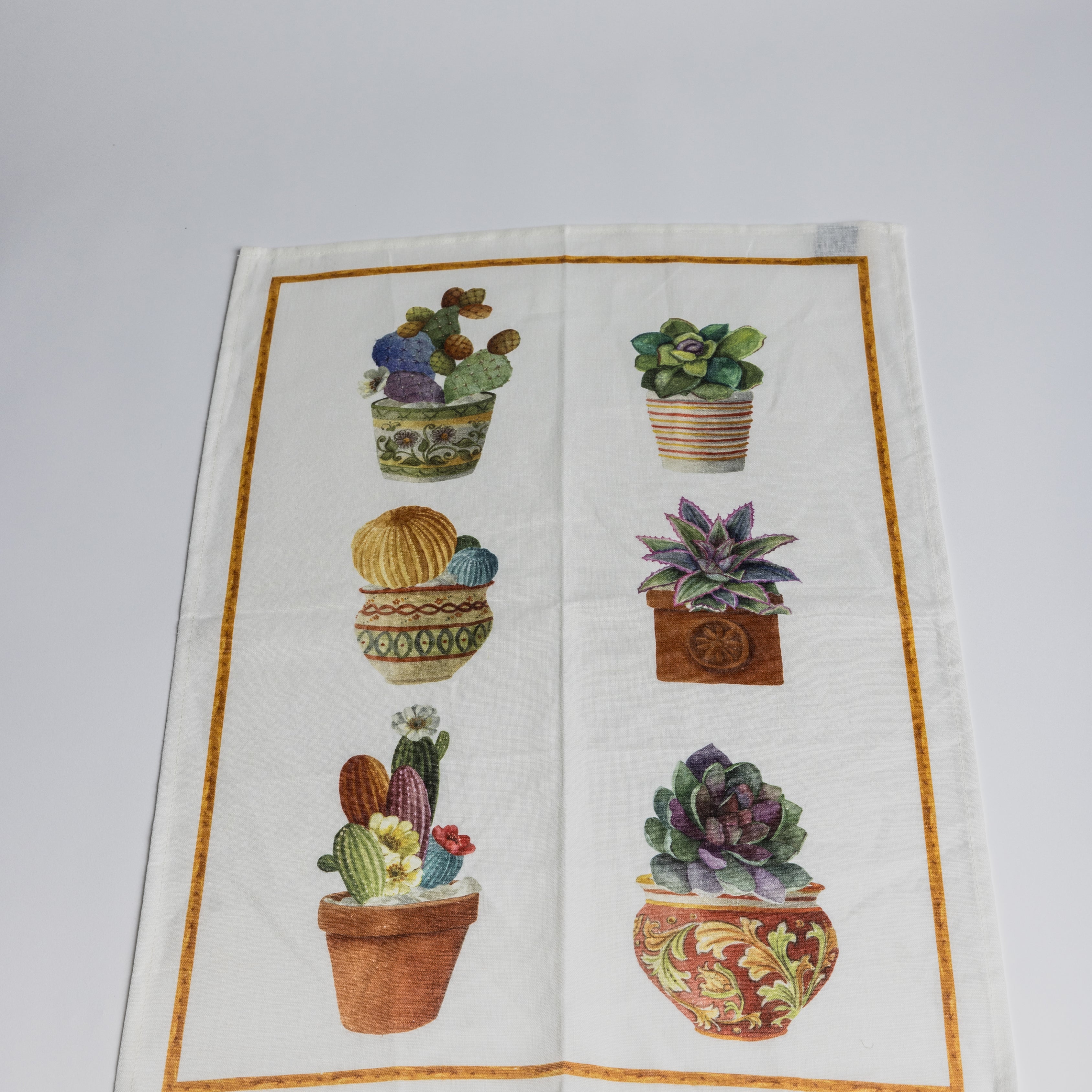 Kitchen Towel - Arancio Cactus/ Yellow edge - Cigale & Fourmi