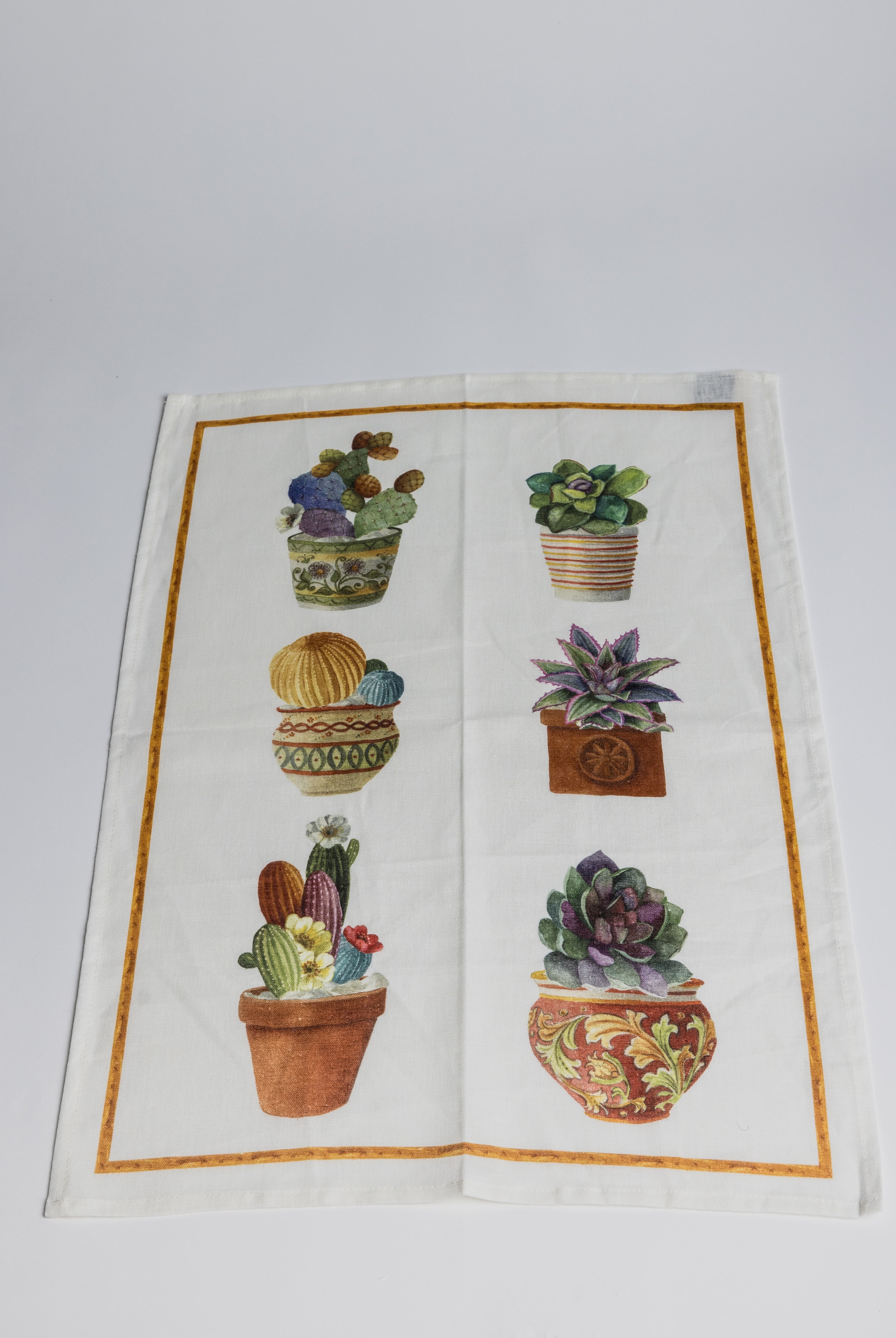 Kitchen Towel - Arancio Cactus/ Yellow edge - Cigale & Fourmi