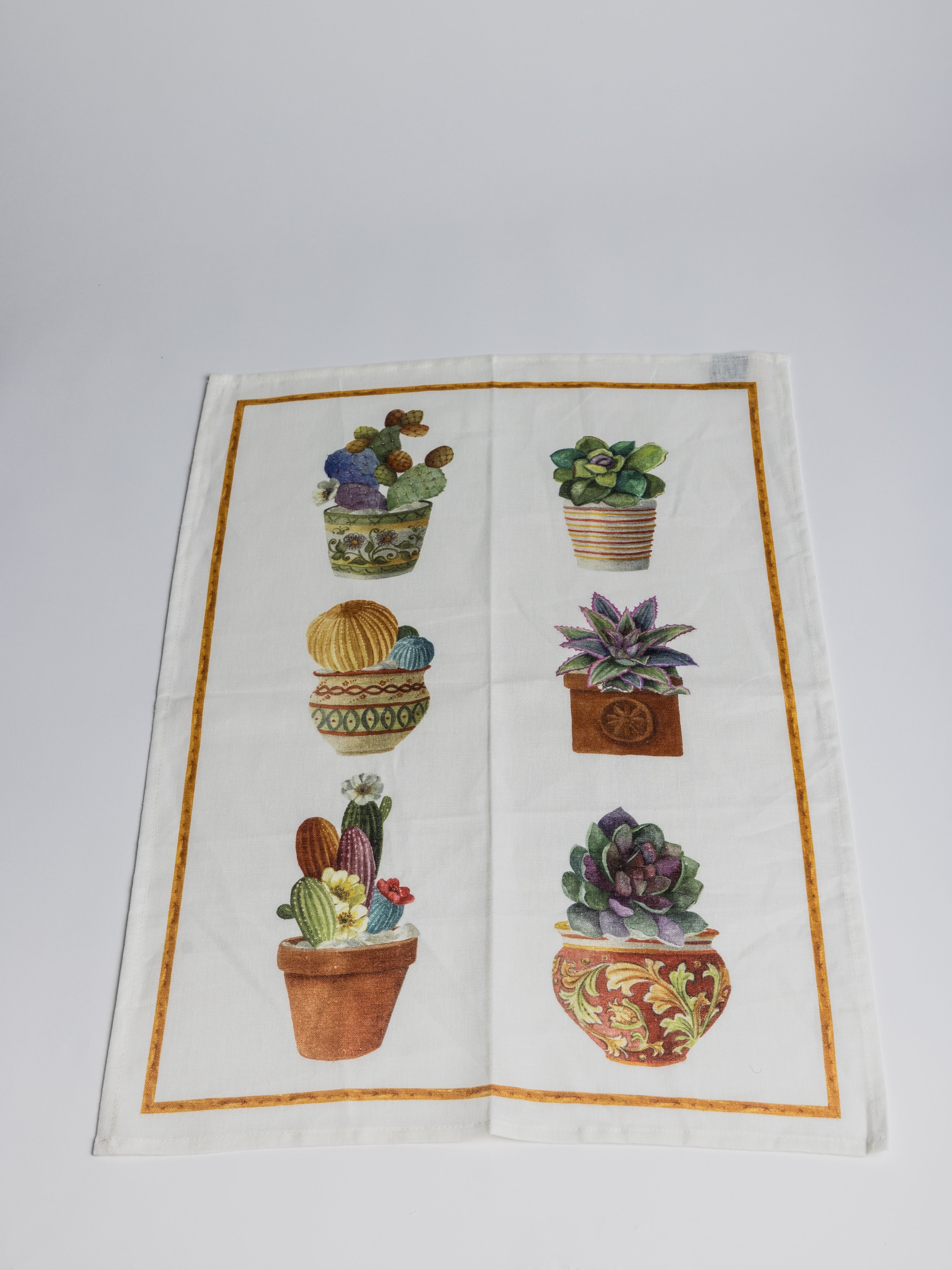 Kitchen Towel - Arancio Cactus/ Yellow edge - Cigale & Fourmi