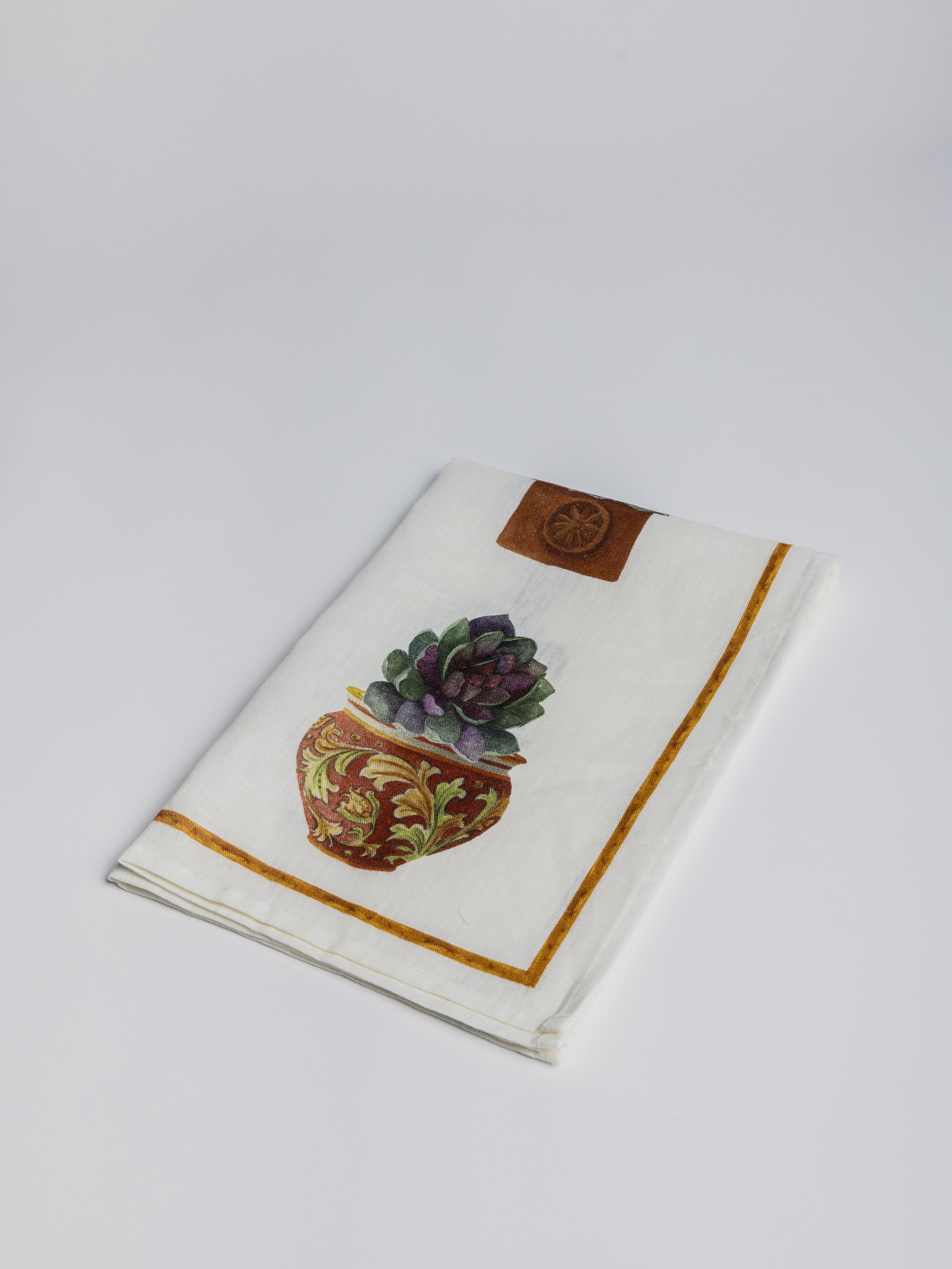Kitchen Towel - Arancio Cactus/ Yellow edge - Cigale & Fourmi
