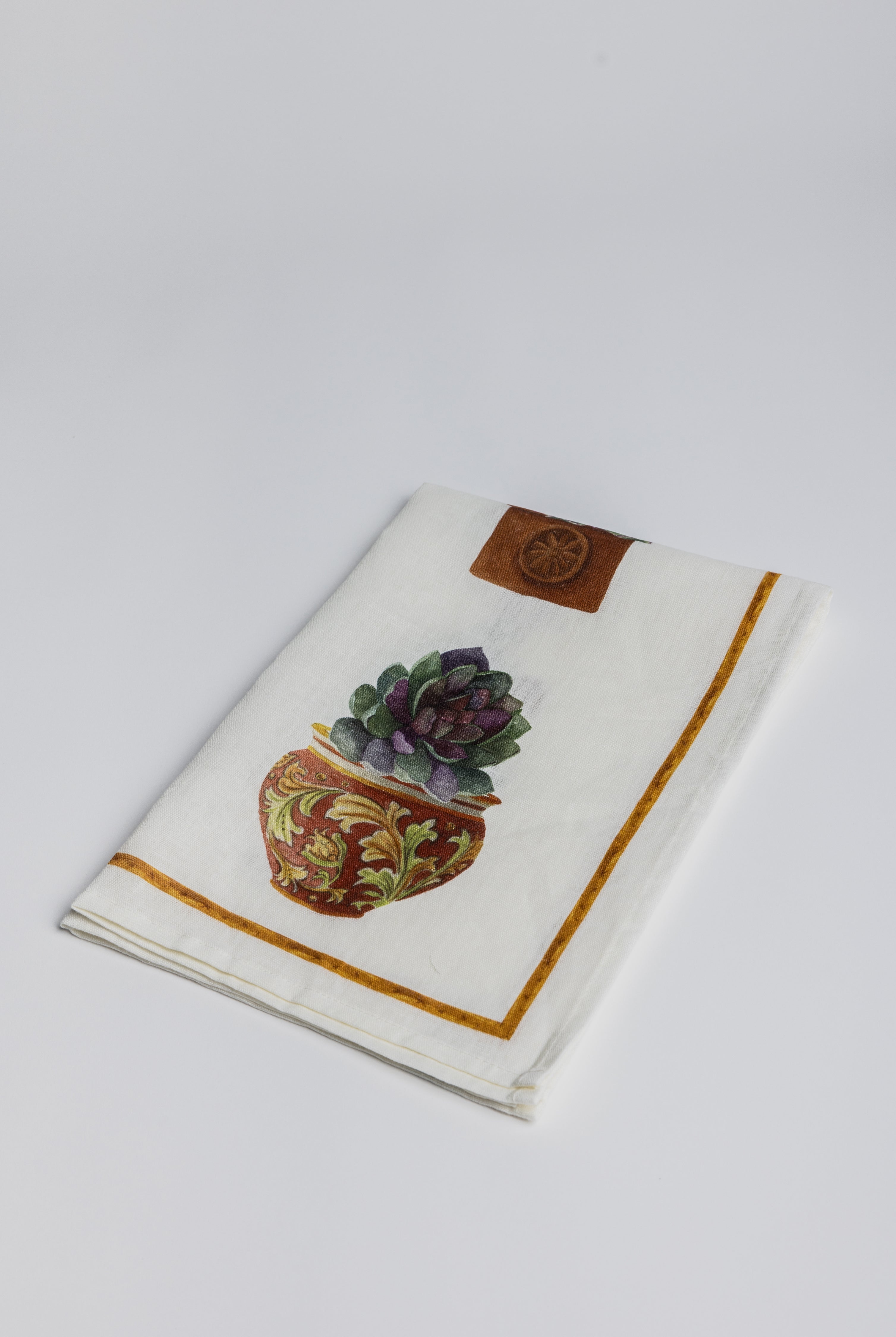 Kitchen Towel - Arancio Cactus/ Yellow edge - Cigale & Fourmi