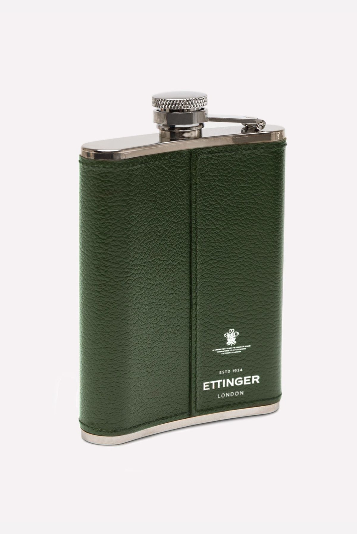 Capra 6oz Hip Flask in Forest Green, detail
