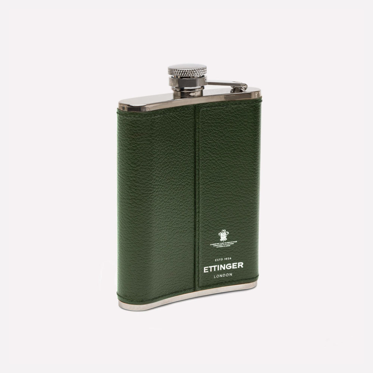 Capra 6oz Hip Flask in Forest Green, detail