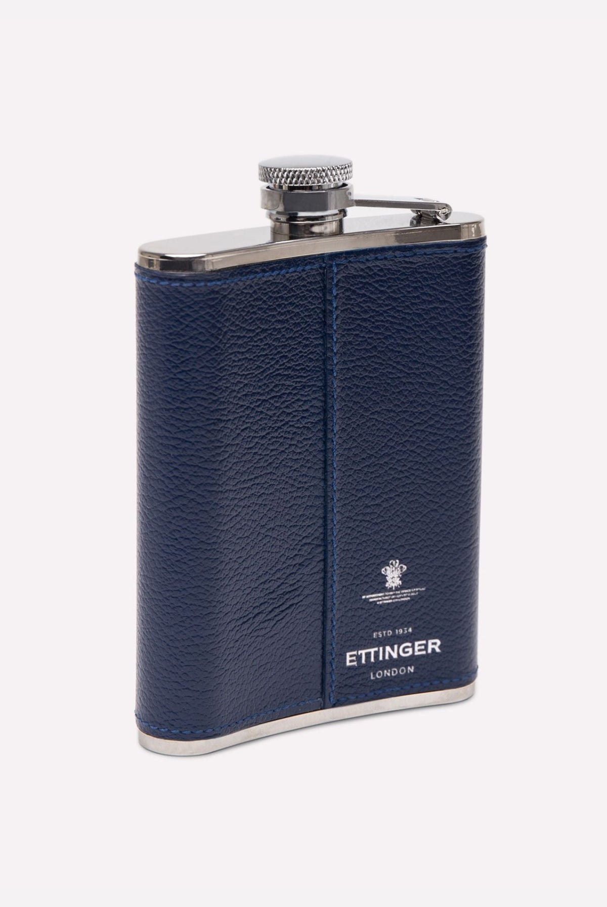 Capra 6oz Hip Flask in Marine Blue, detail