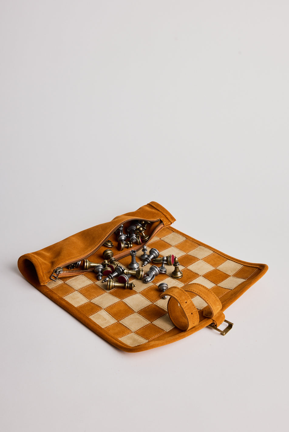 Chess Set With Metal Chessmen/ handmade travel size & Cinnamon Brown - Cigale & Fourmi