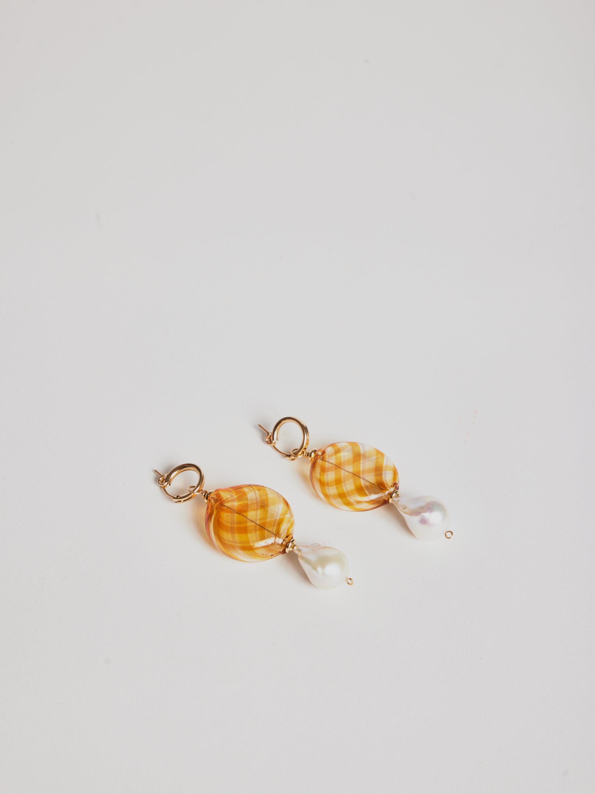 Murano Earrings -Yellow Round - Cigale &  Fourmi