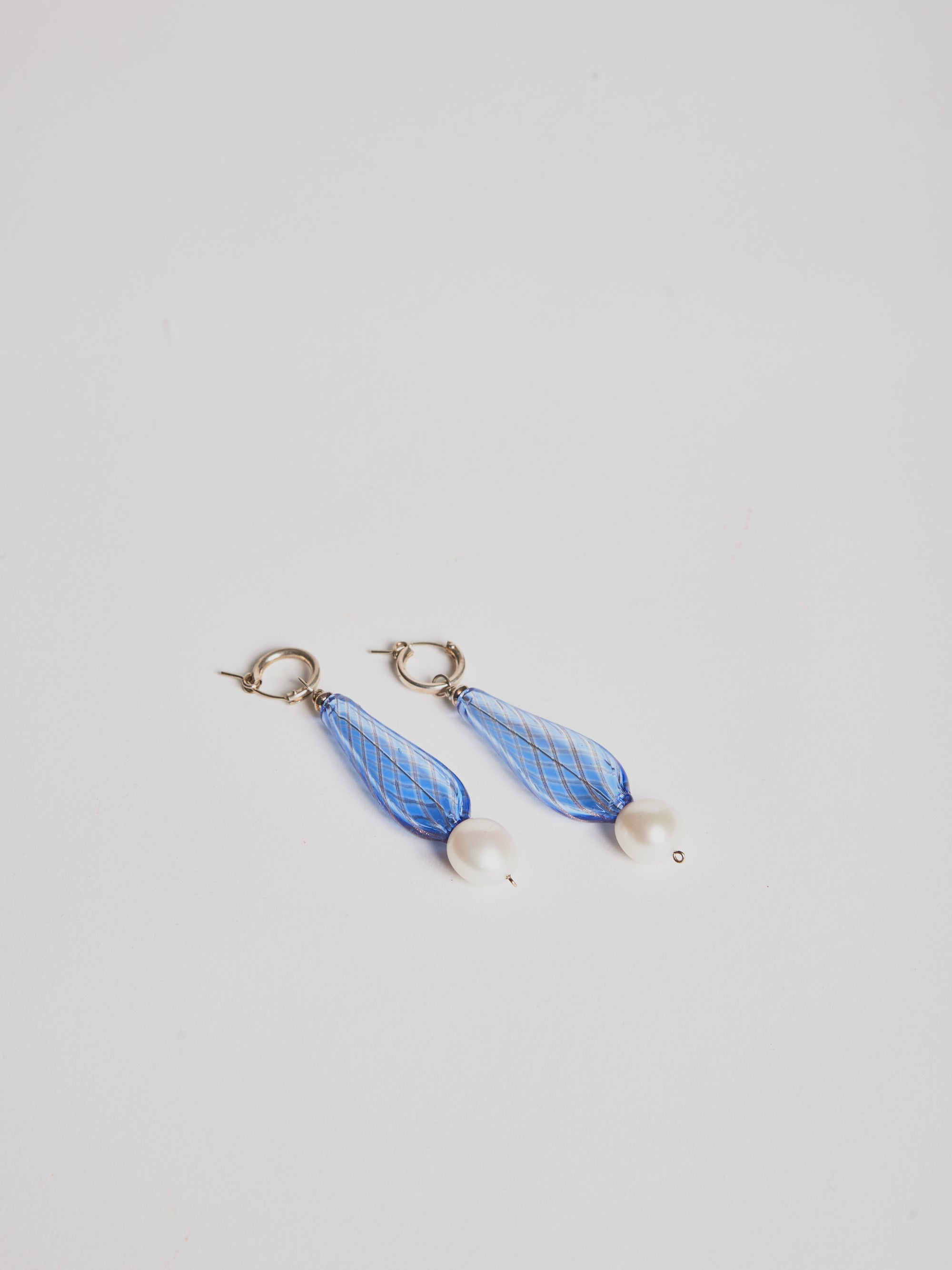 Murano Earrings - Blue Oval - Cigale &  Fourmi
