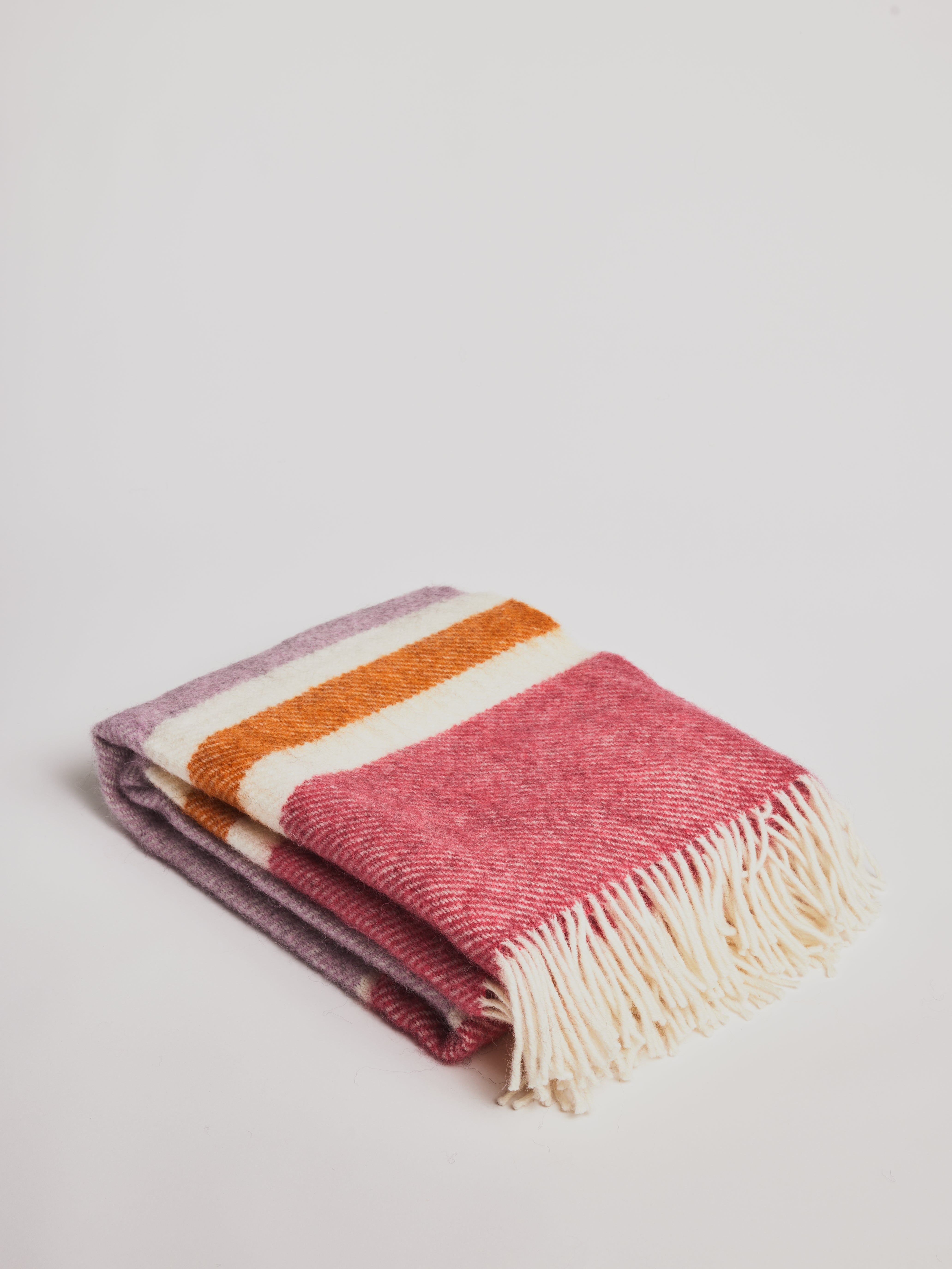 Woolen Blanket - Gotland Stripe Cerise - Cigale & Fourmi