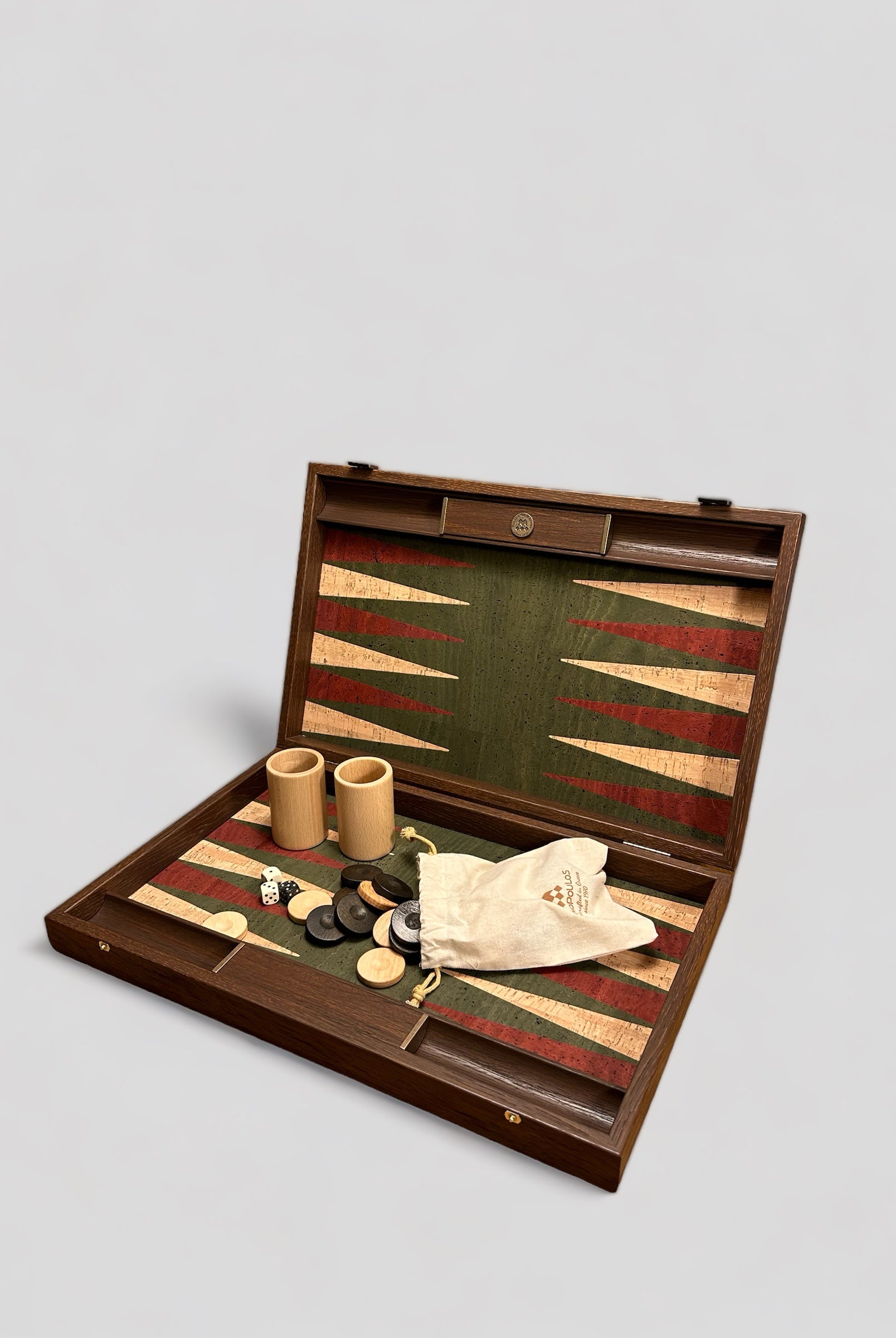 Backgammon - Green, Natural & Red Cork - Cigale & Fourmi