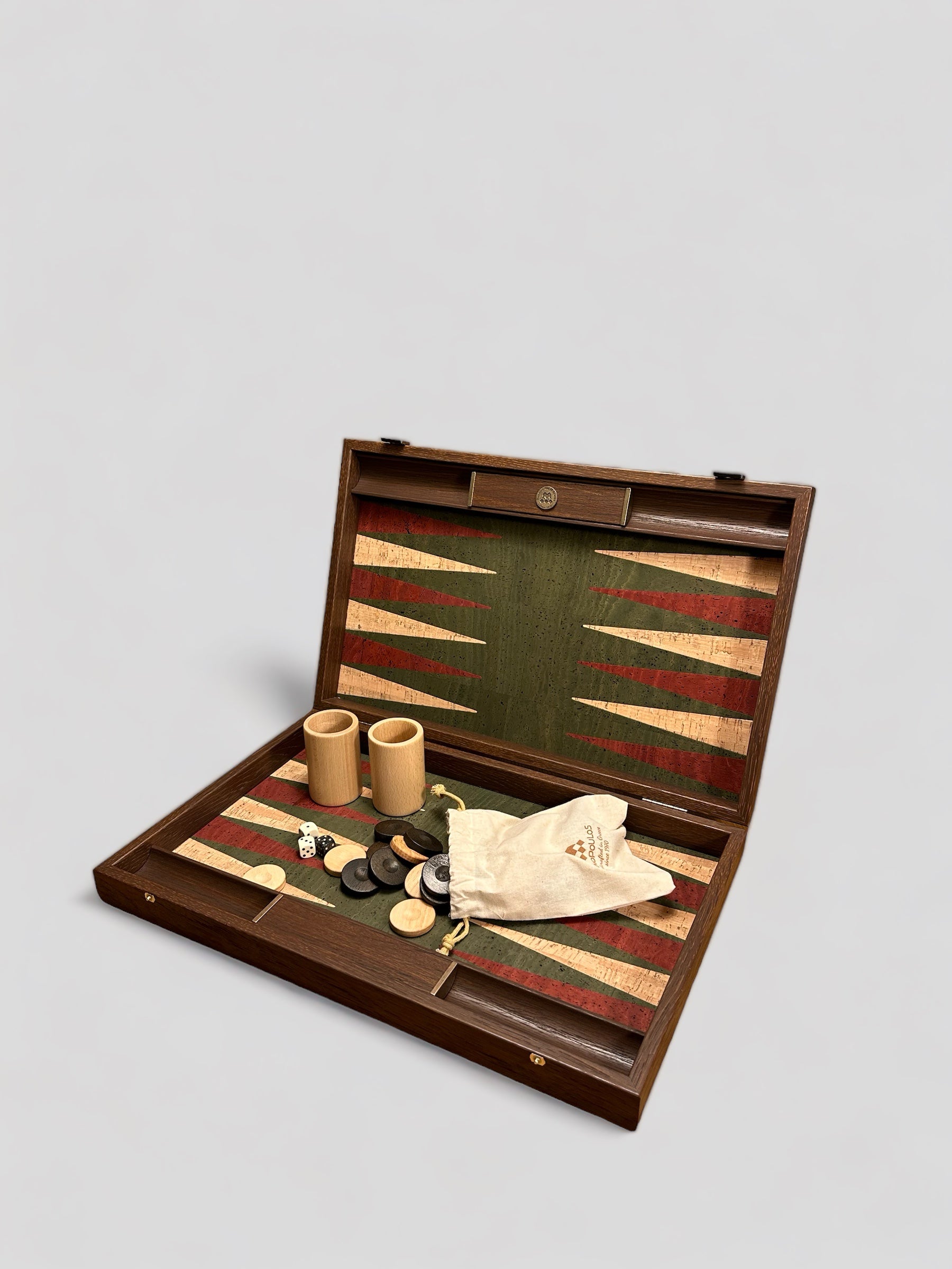 Backgammon -  Green, Natural & Red Cork - Cigale &  Fourmi