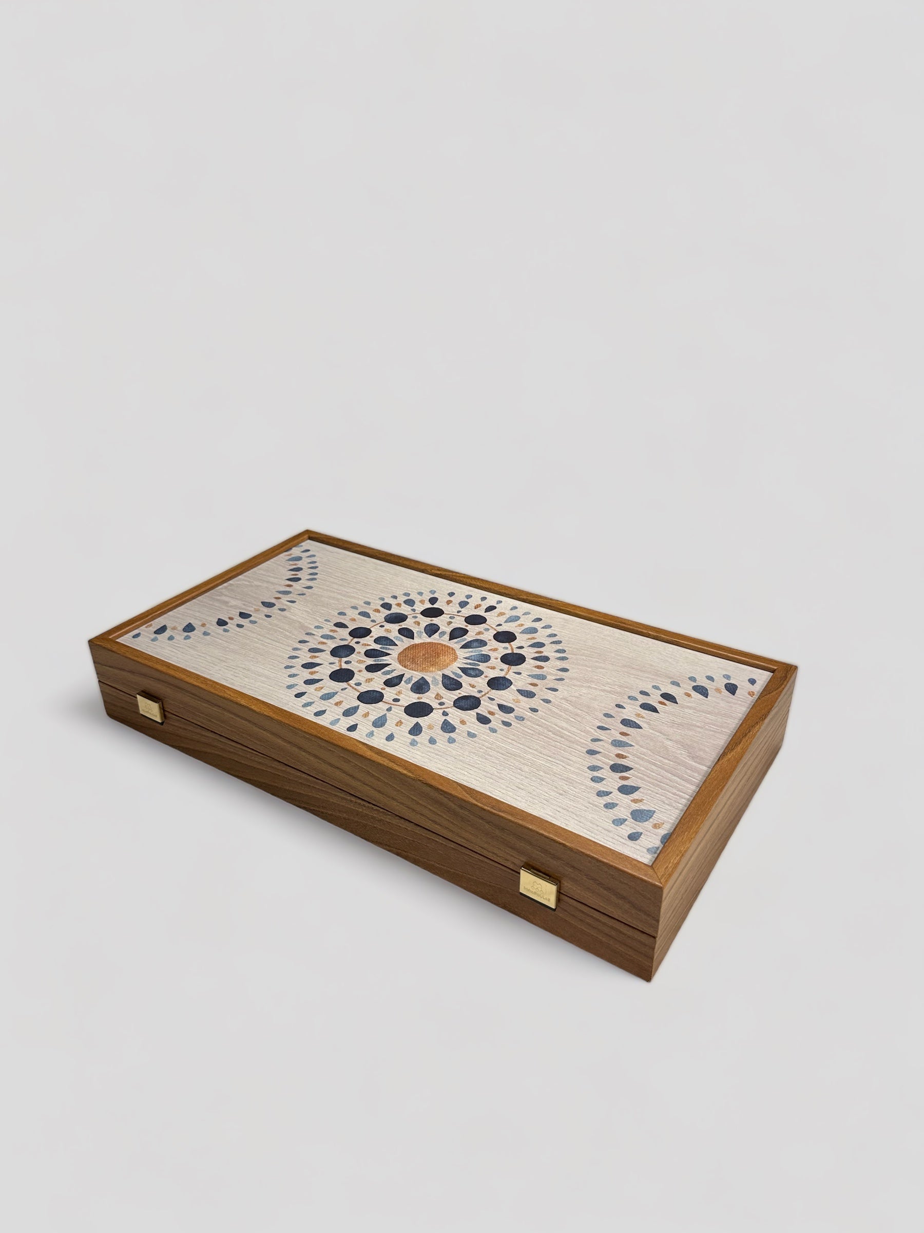 Backgammon - Wooden and printed-Watercolour Mandala - Cigale &amp;  Fourmi