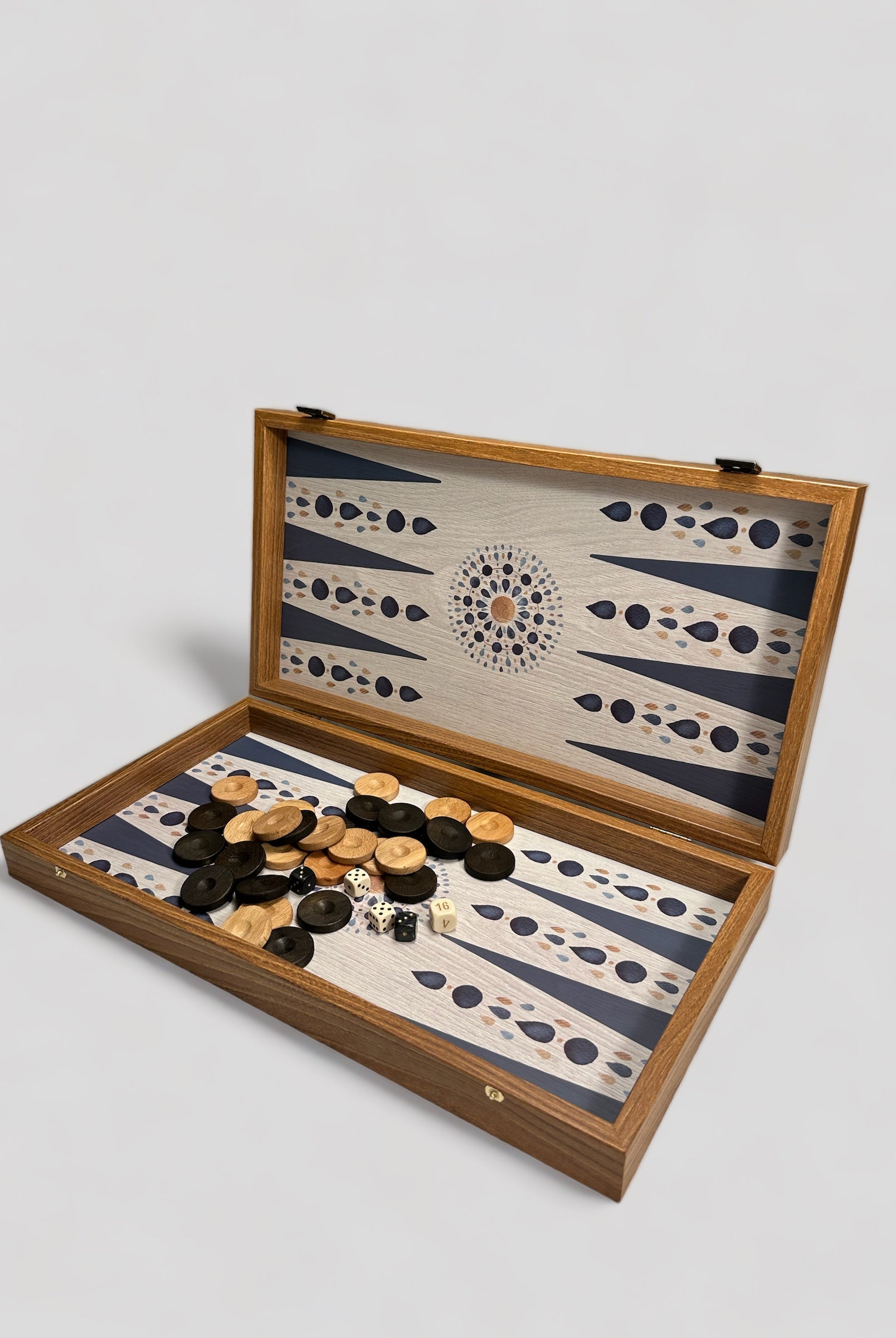 Backgammon - Wooden and printed-Watercolour Mandala - Cigale & Fourmi