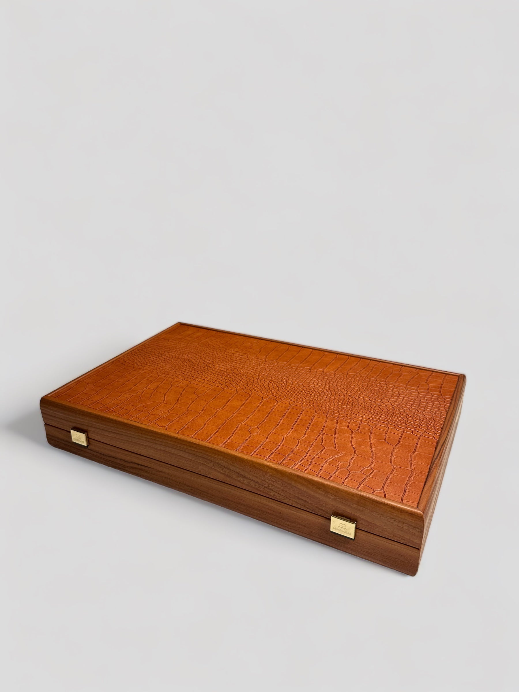 Backgammon -  Crocodile Tote and Camel Brown Letherette - Cigale &  Fourmi