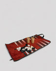Backgammon - Travel Size Leather Backgammon in Burgundy Red - Cigale & Fourmi
