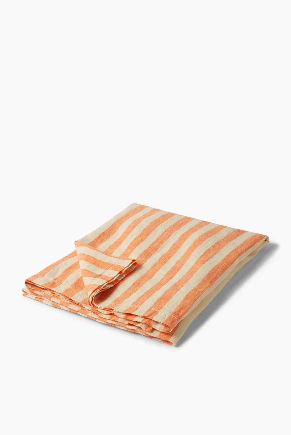 Linen Beach Towel - Medium Stripe- Orange / White - Cigale & Fourmi