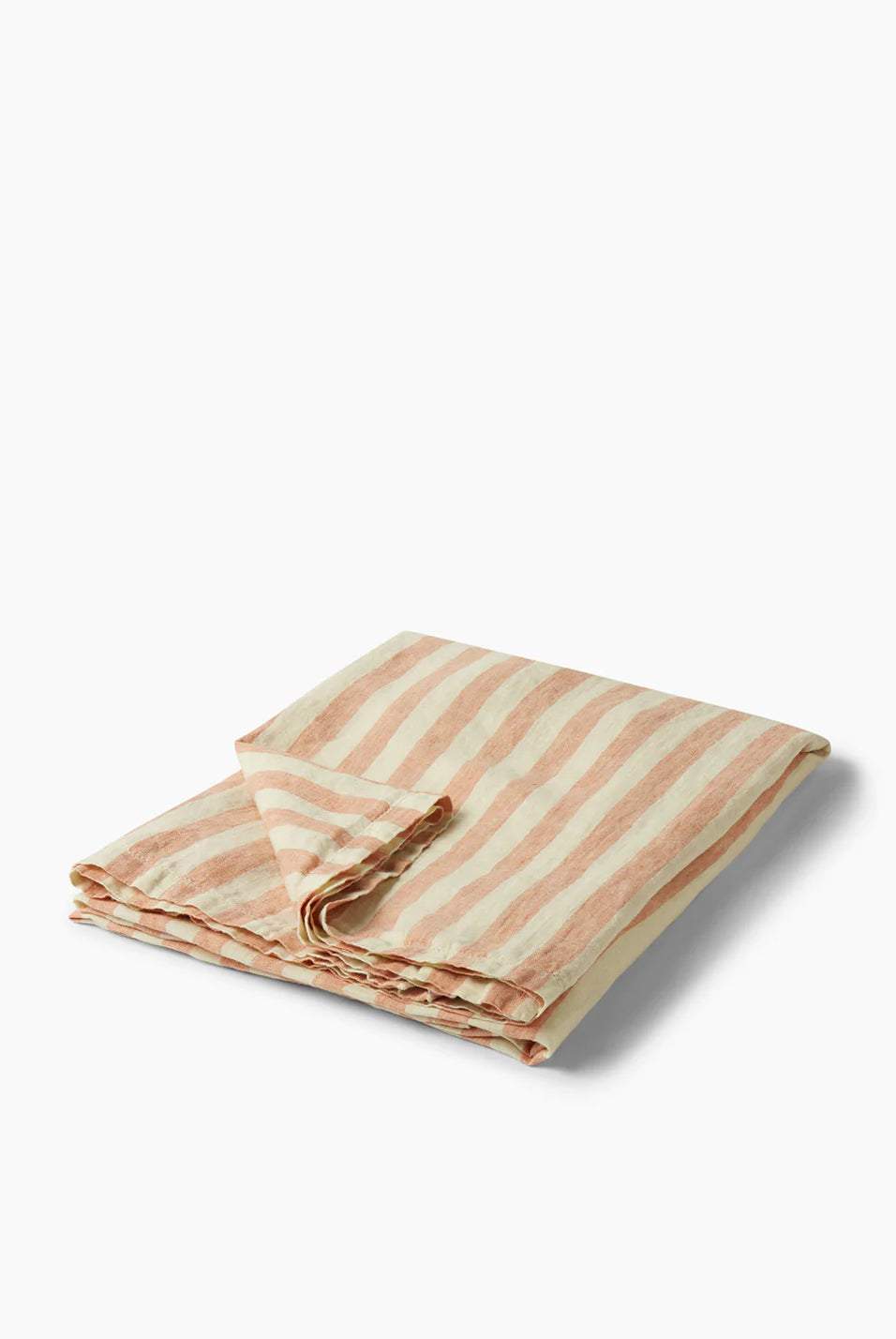 Linen Beach Towel - Medium Stripe- Terracotta / Off White - Cigale & Fourmi