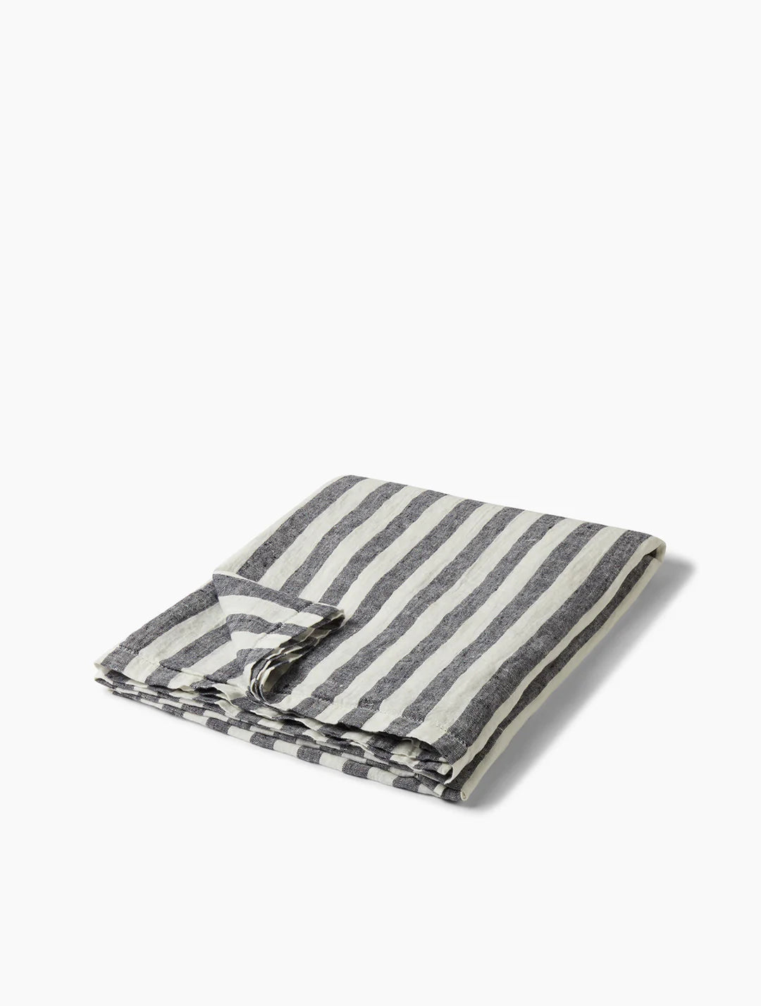 Linen Beach Towel - Medium Stripe Midnight Blue / White - Cigale &amp;  Fourmi
