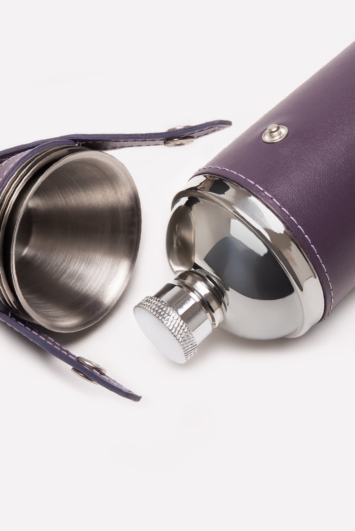 Ettinger Sterling 8oz Hunter Flask with 4 Cups – Purple