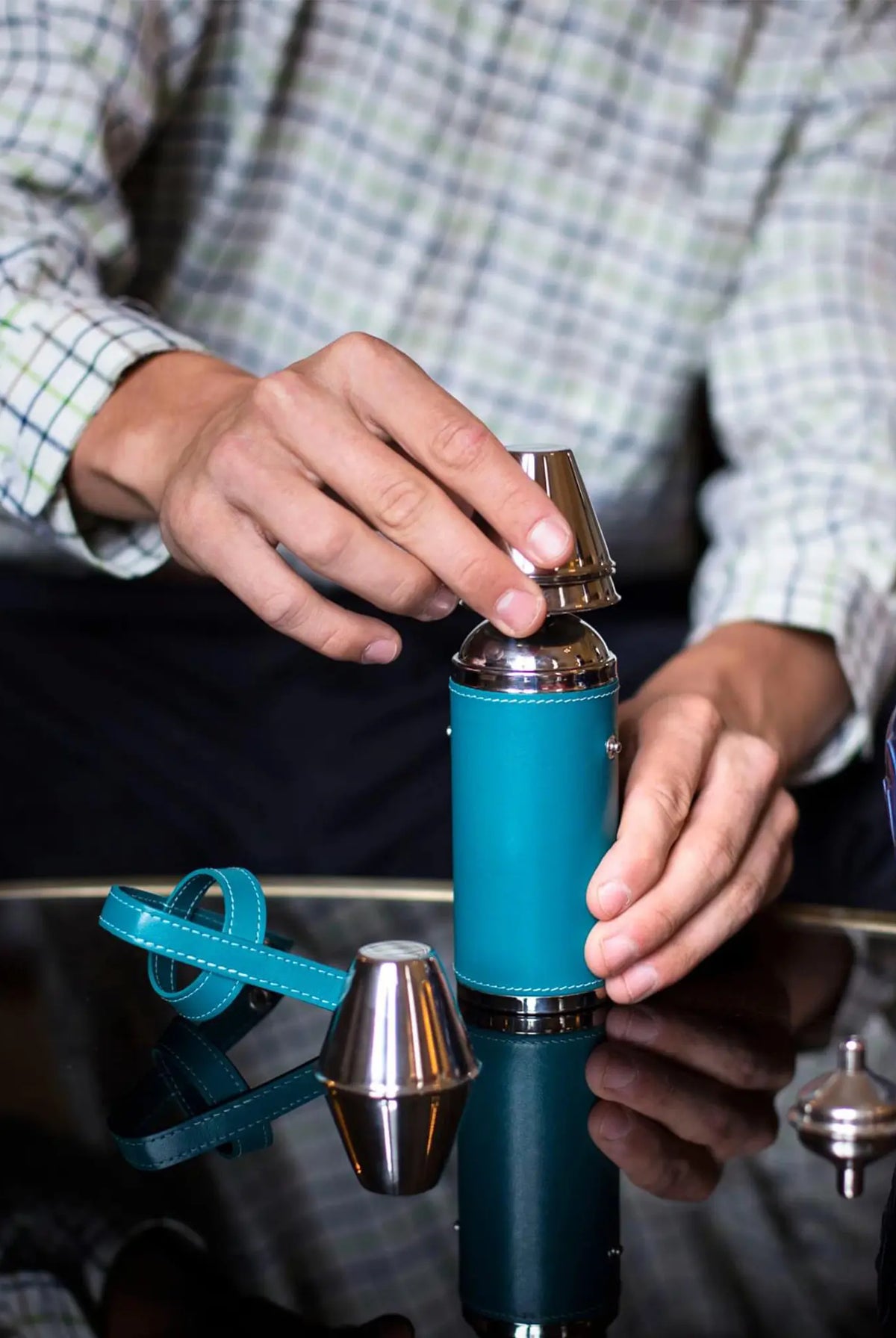 Ettinger Sterling 8oz Hunter Flask with 4 Cups – Turquoise