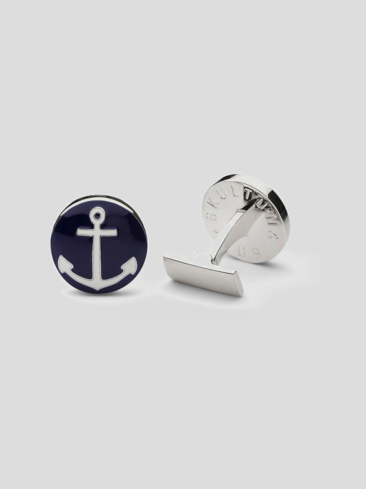 Cufflinks - Silver plated/Blue/White - Anchor — Skultuna