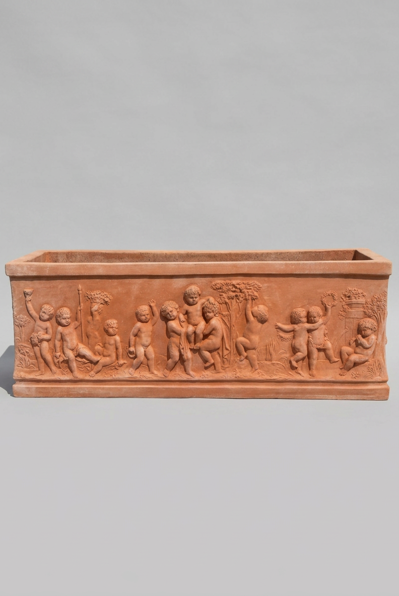 Cassetta Pot - Putti Terracotta L48