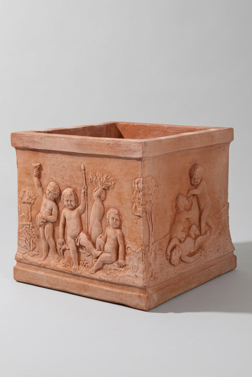 Quadrato Pot - Putti Terracotta