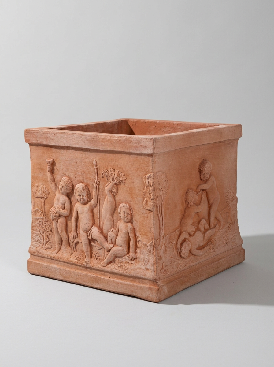 Quadrato Pot - Putti Terracotta