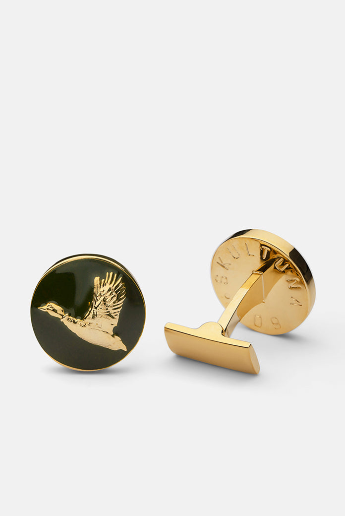 Hunter cuff links - Gold plated - Flying Duck - Cigale & Fourmi