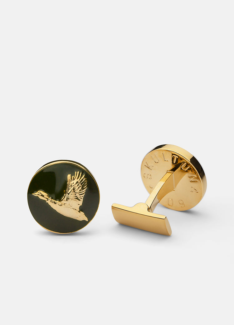 Hunter cuff links - Gold plated - Flying Duck - Cigale &  Fourmi