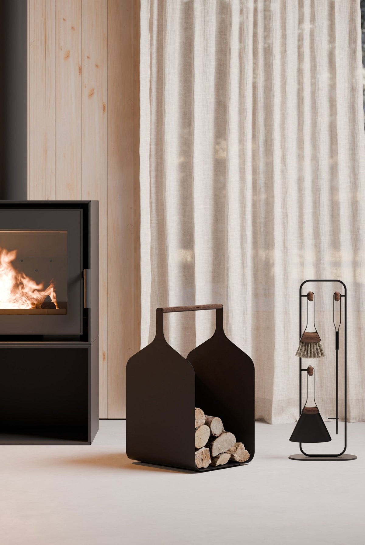 Fumi Log Holder - Noir — Eldvarm