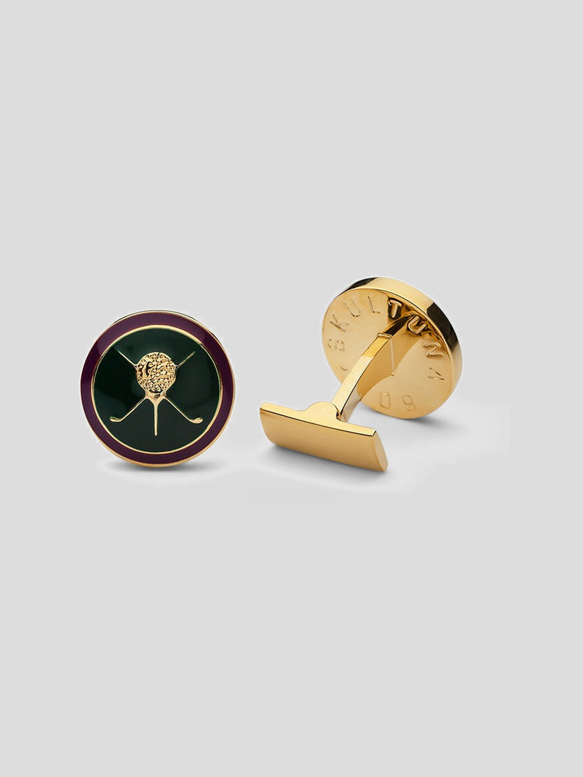 Cufflinks - Gold plated/Green/Purple - Golf — Skultuna