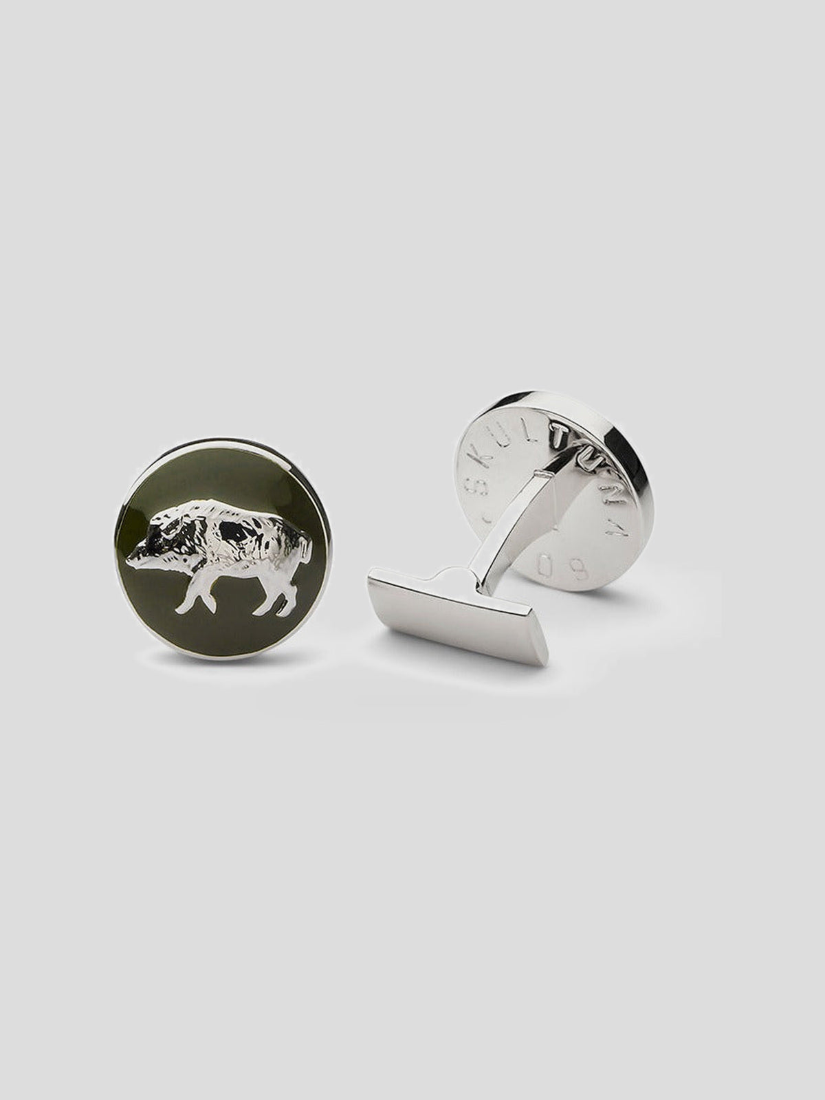 Hunter Cufflinks - Silver plated - Wild Boar — Skultuna
