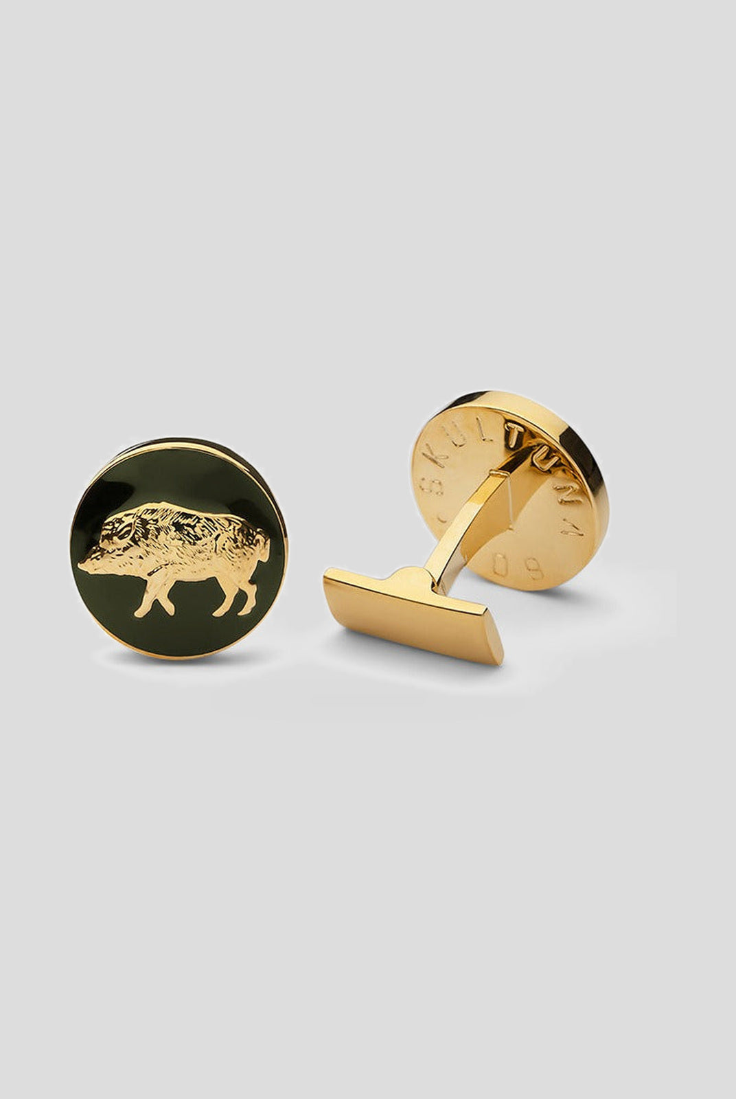 Hunter Cufflinks - Gold Plated- Wild Boar — Skultuna