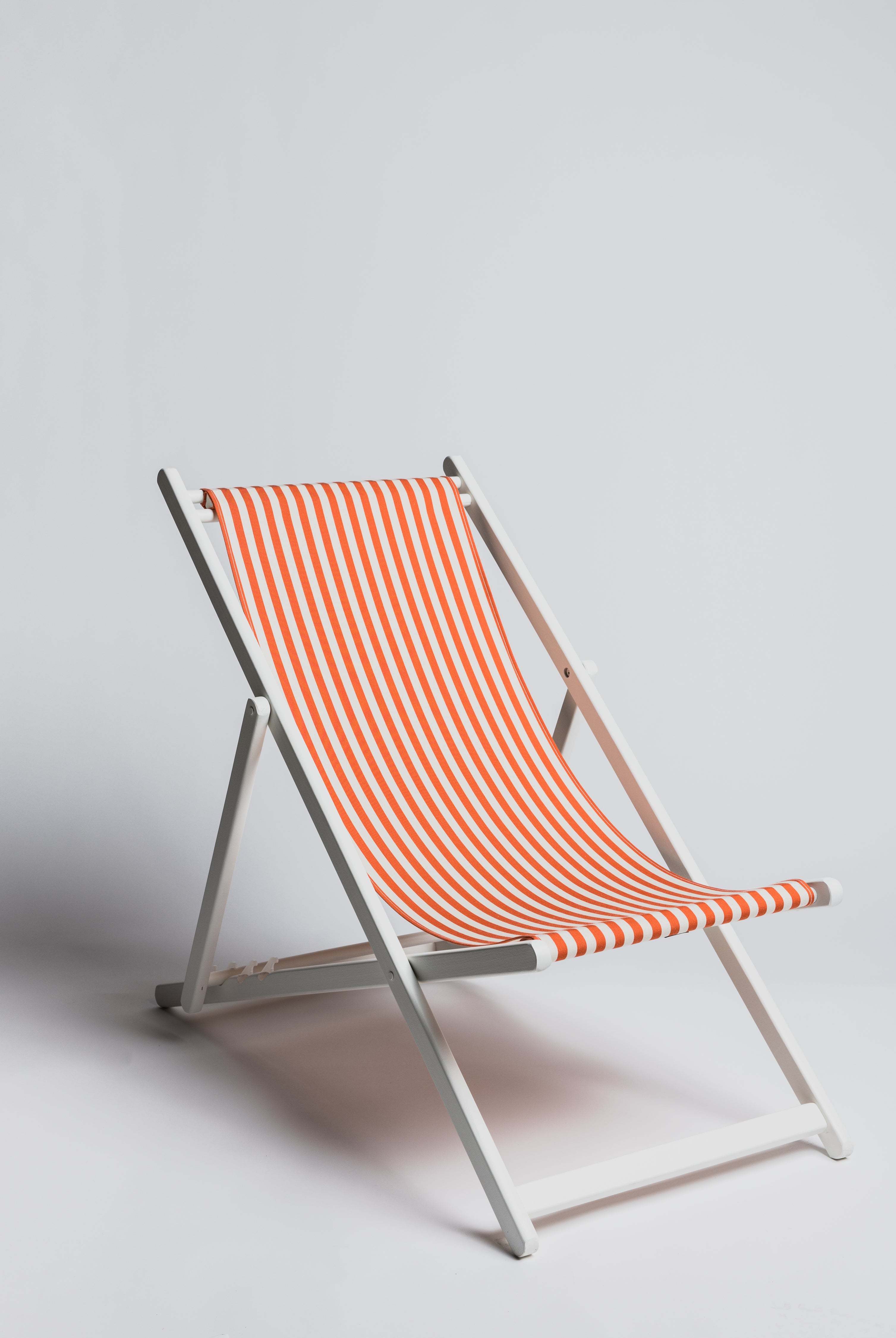 Sun chair - Stripe Mandarine with White Structure - Cigale & Fourmi