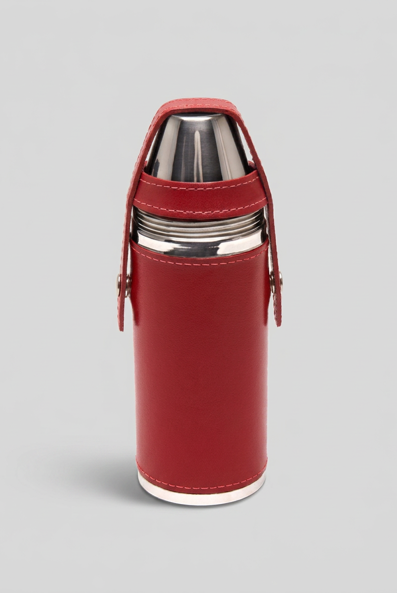 sterling 8oz hunter flask with 4 cups