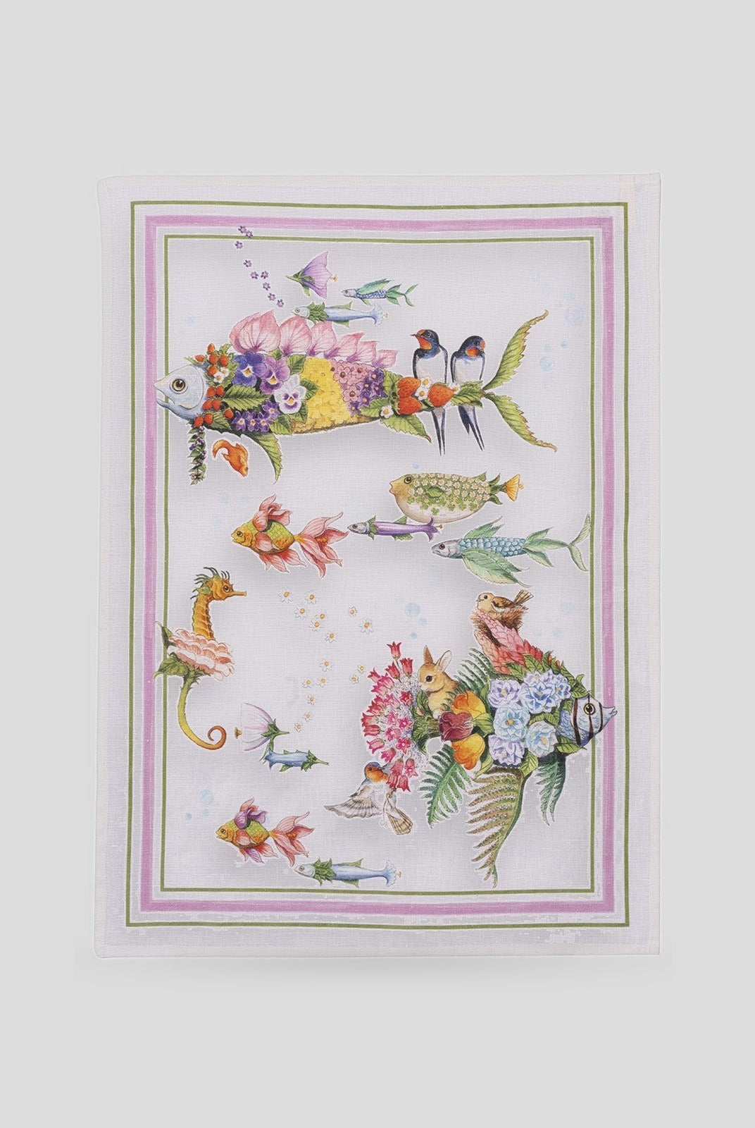 Kitchen Towel - Pesciflora Pink — Tessitura Toscana Telerie