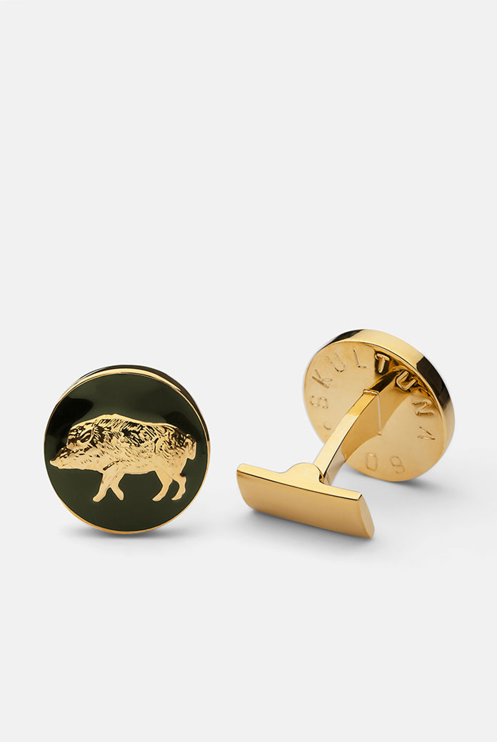 Hunter cuff links - Gold Plated- Wild Boar - Cigale & Fourmi
