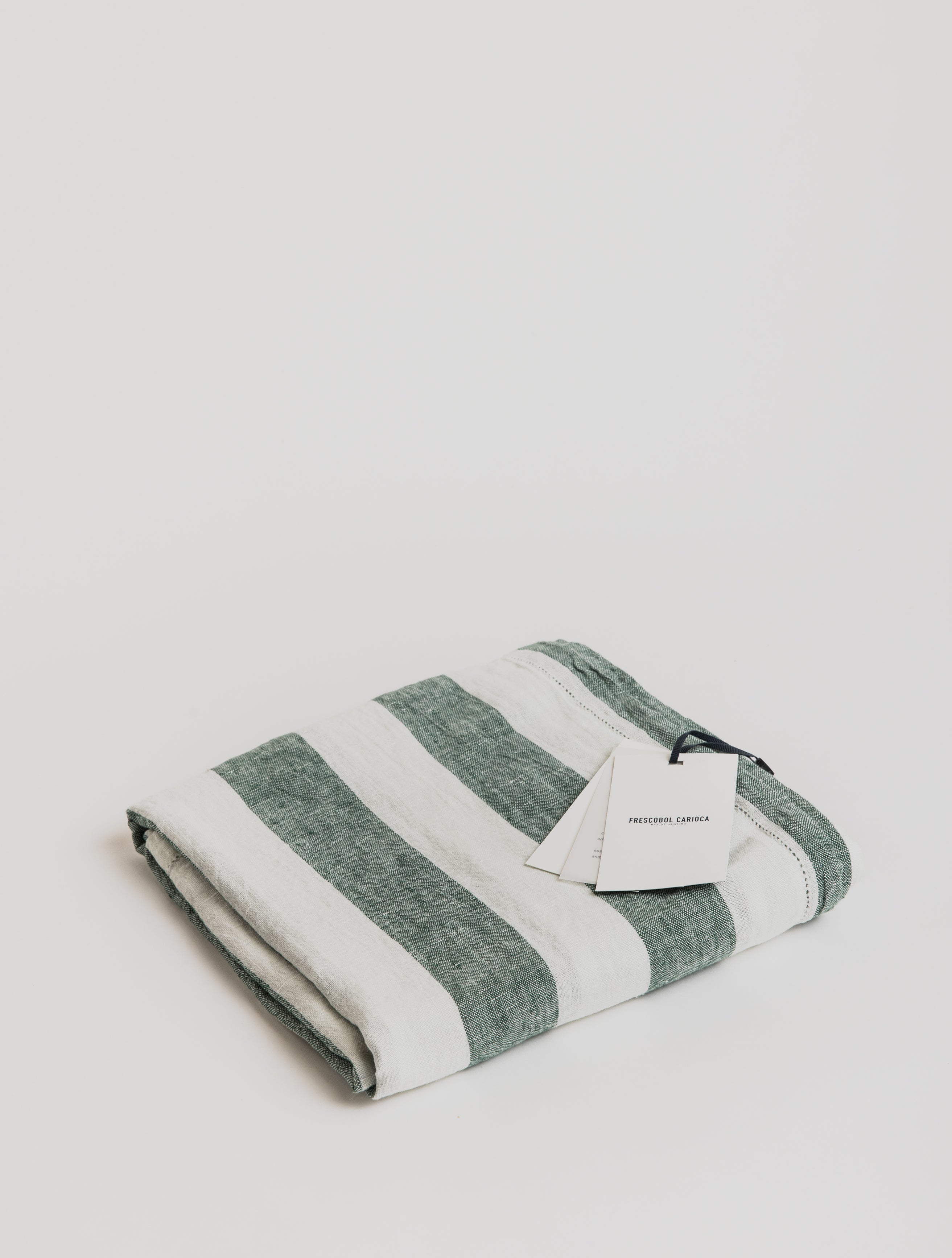 Linen Beach Towel Stripe - Aegean Green /White - Cigale & Fourmi