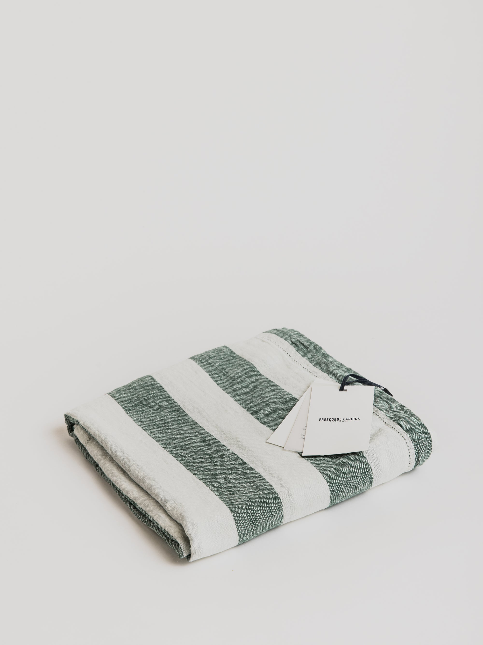 Linen Beach Towel Stripe - Aegean Green /White - Cigale &amp;  Fourmi