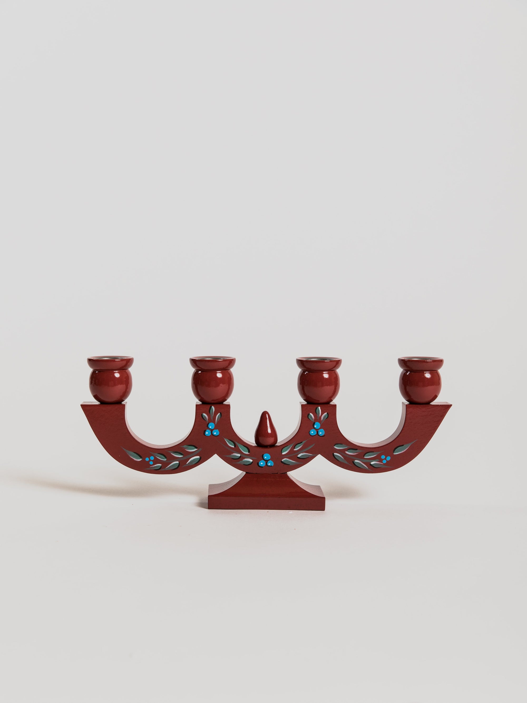 Advent Candle Holder in Wood - Red with blueberry candle holder Swallings Sweeden 