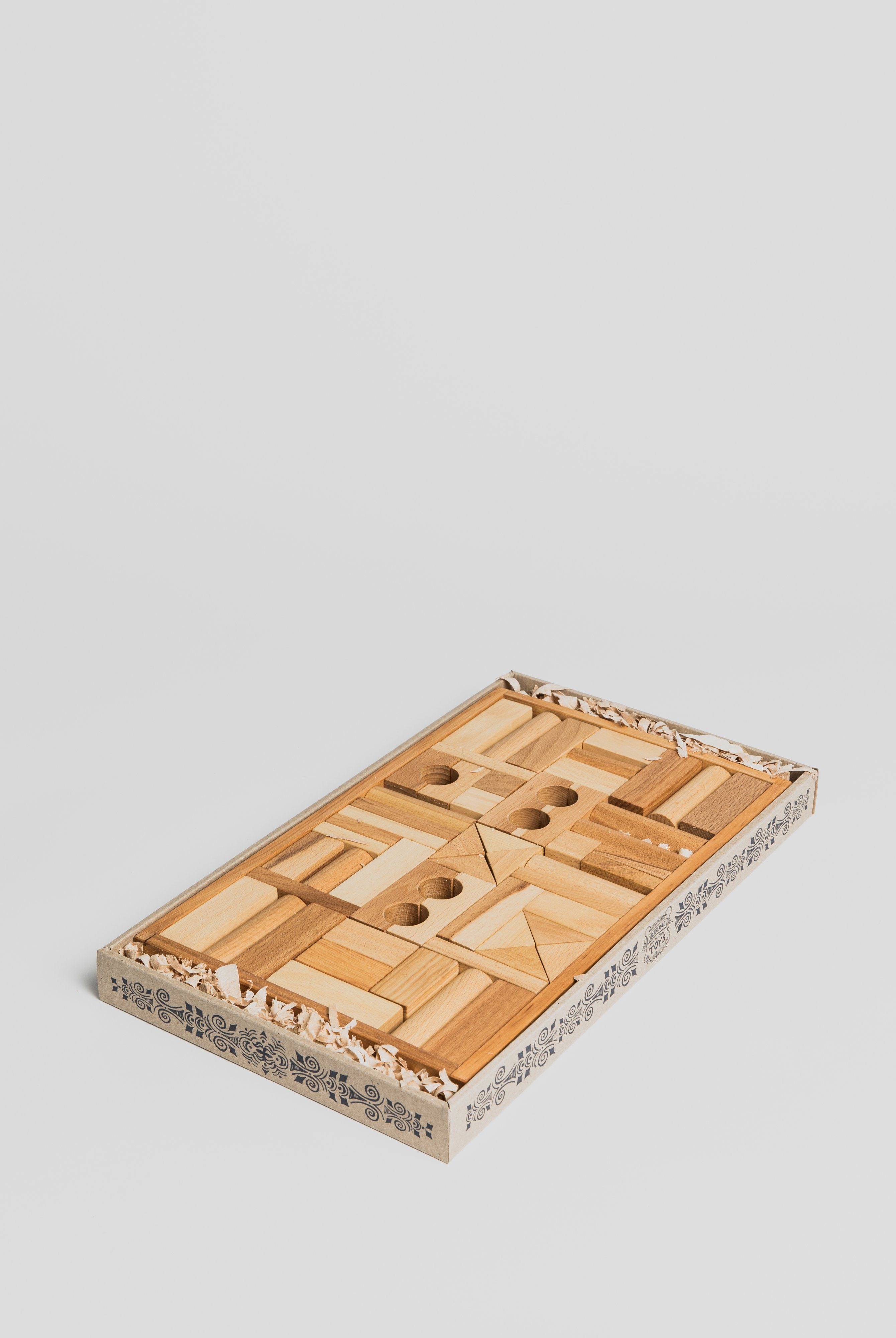 Blocks in Tray - Natural 54 pcs Games Wooden Story