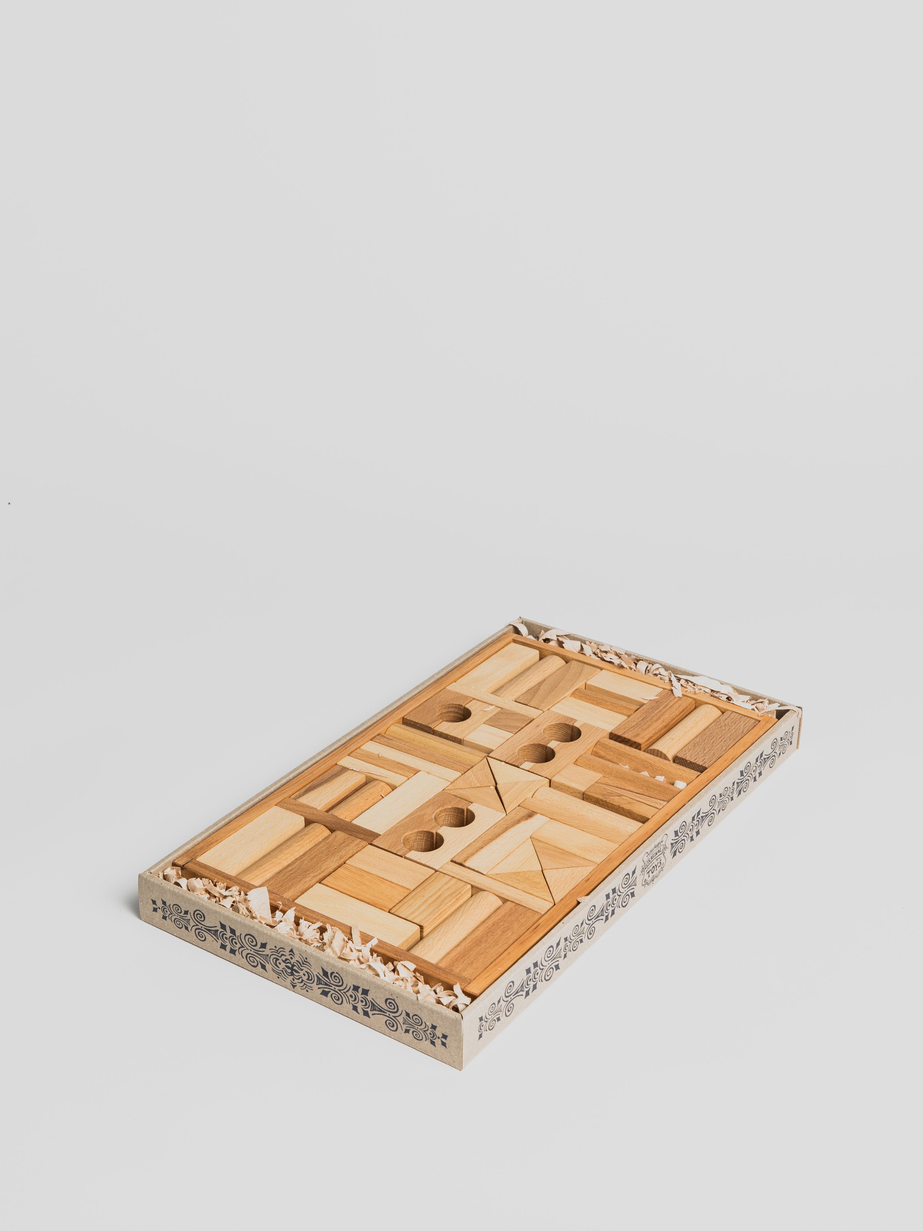 Blocks in Tray - Natural 54 pcs Games Wooden Story