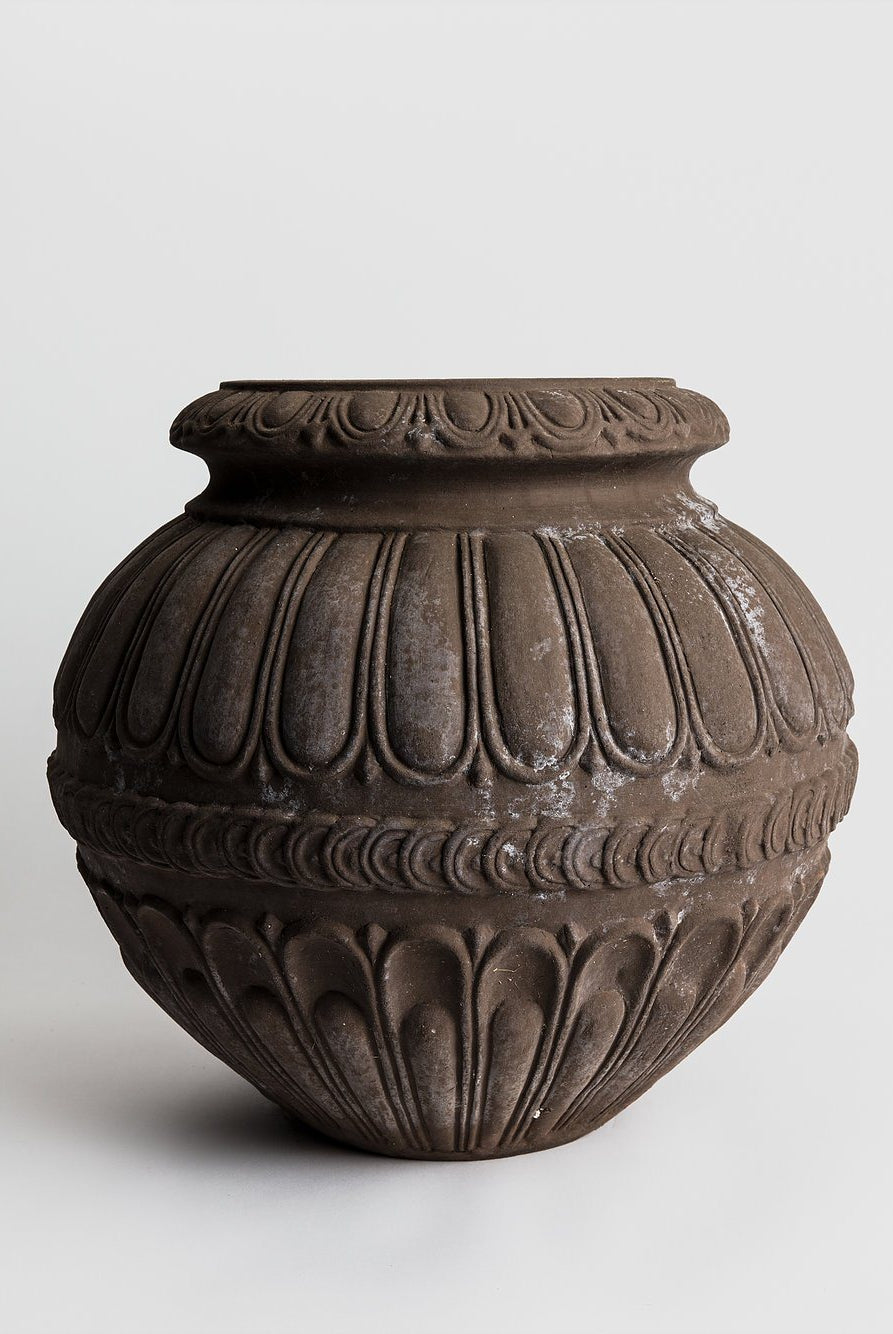 Cachepot a Palla Scanalato - Grey Pottery Poggi Ugo
