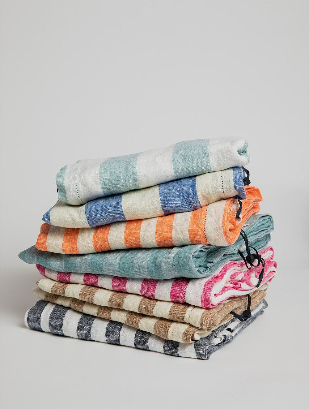 Linen Beach Towel - Orange / White Towel Frescobol Carioca