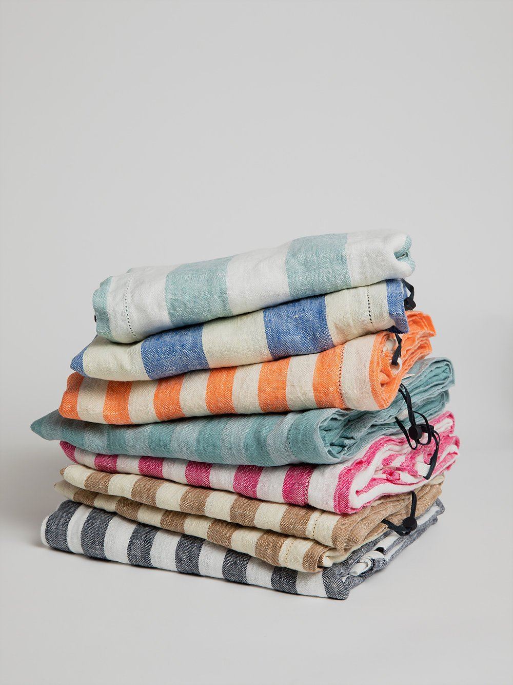 Linen Beach Towel - Orange / White Towel Frescobol Carioca