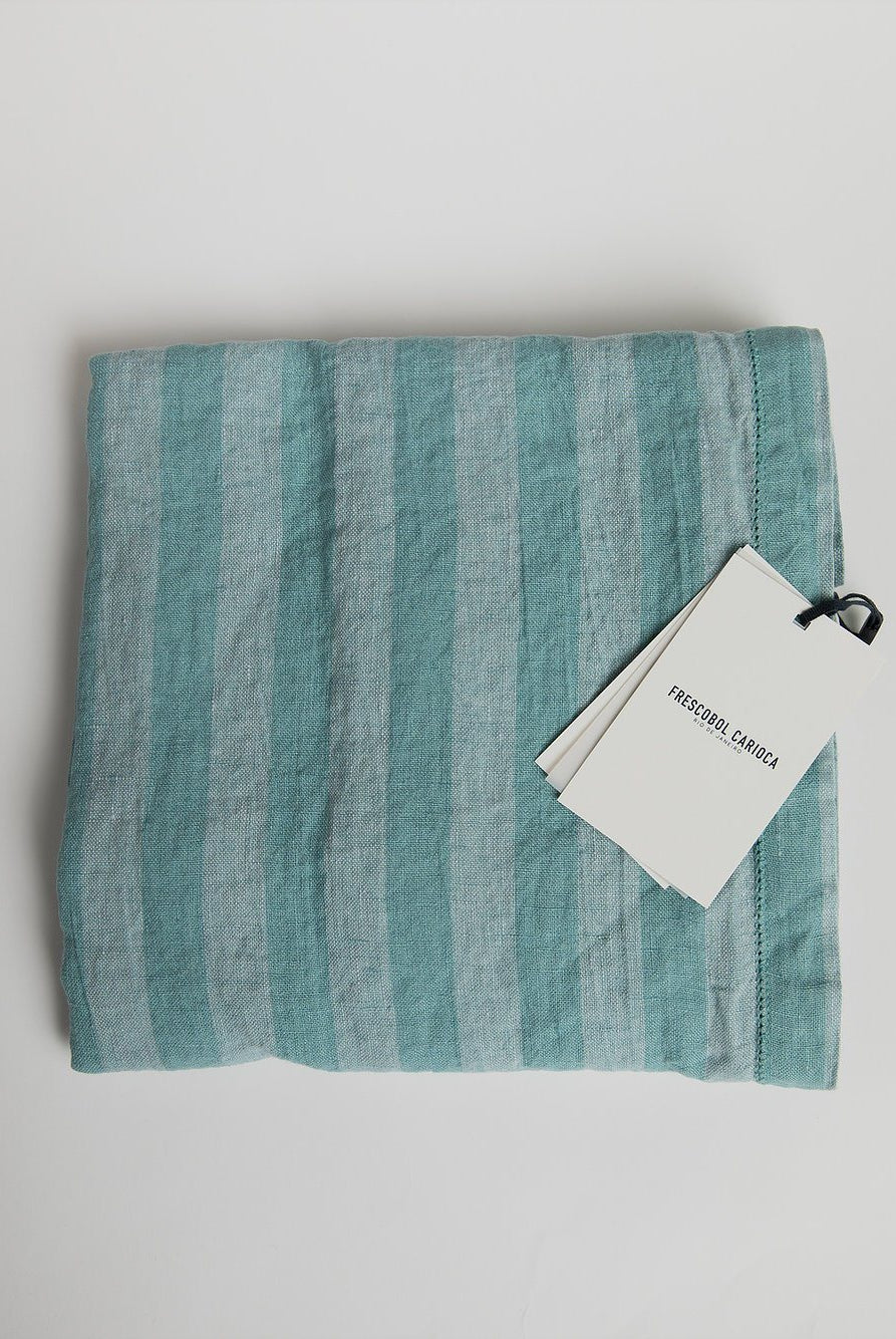 Linen Beach Towel - Reef Green / Tonal Towel Frescobol Carioca