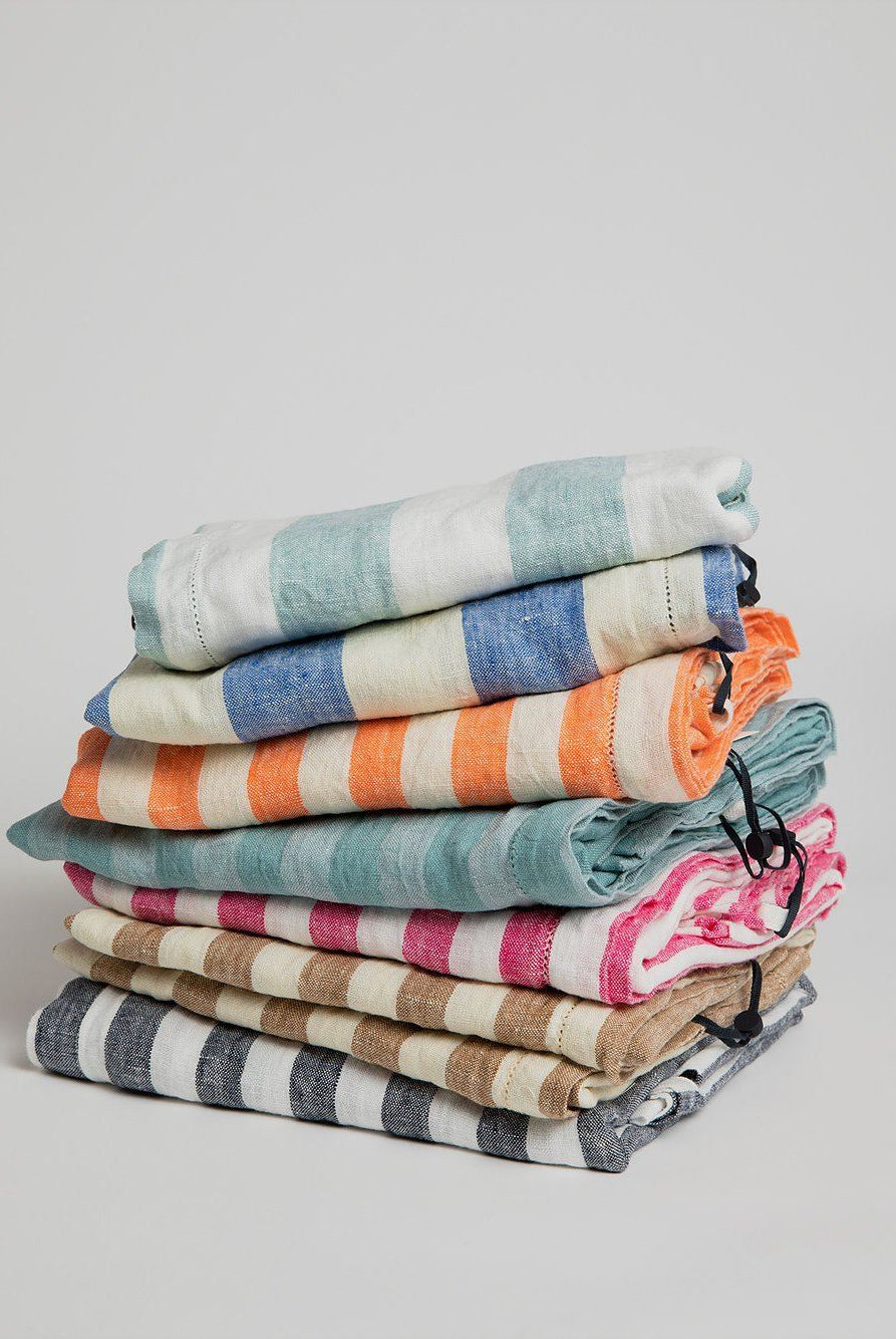 Linen Beach Towel - Reef Green / Tonal Towel Frescobol Carioca