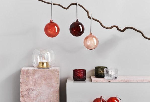 Red Glass ball - set of 5 Accessories Iittala